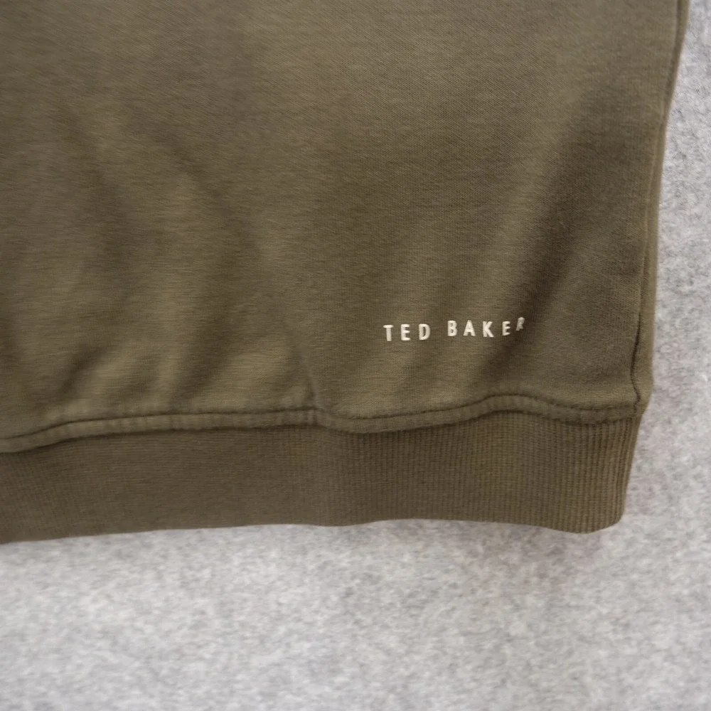 Ted Baker Sweater Mens Large Brown Knit Pullover Long Sleeve Mock Neck 1/4 Zip